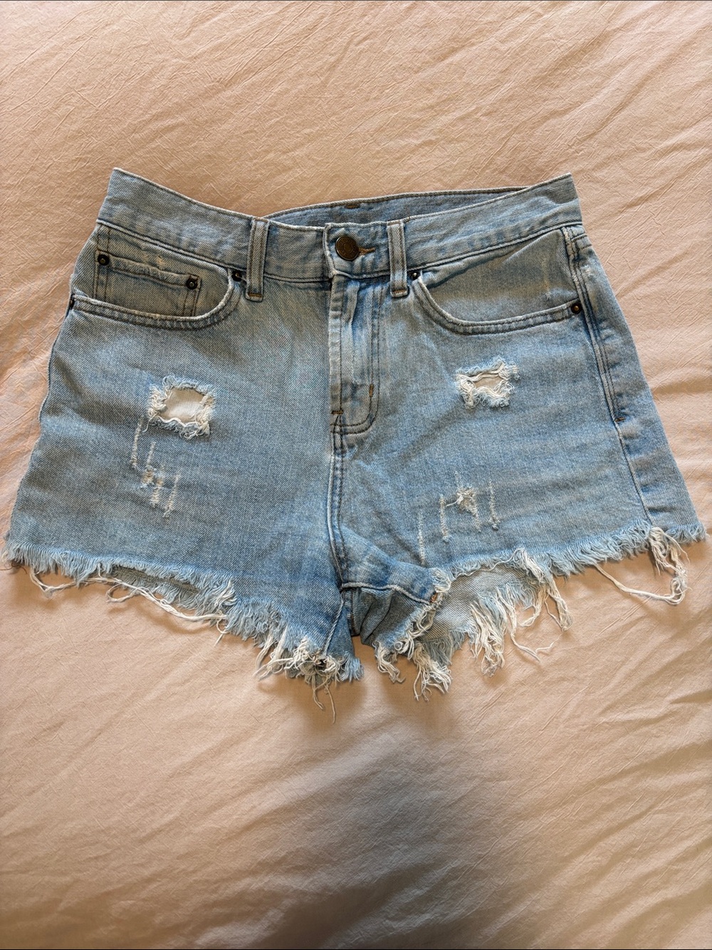 BDG Light Wash Distressed Denim Cutoff Shorts